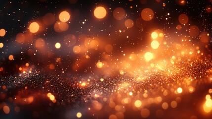 Obraz premium Abstract background with golden and orange bokeh lights and glitter.