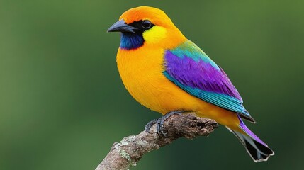 Obraz premium Vibrant Golden Tanager Perched on a Branch