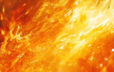 Orange and yellow flames surging on a hot BBQ grill, glowing brightly in close-up