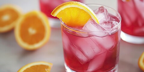 Soft Coral Negroni Cocktail featuring a delightful twist of orange. Enjoy the refreshing blend of flavors with this vibrant, visually appealing drink.