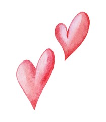 Obraz premium Two hand-painted red hearts symbolize love and affection in a vibrant, playful design suitable for various creative projects