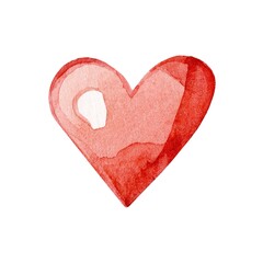 Heart shape drawn with watercolor in vibrant red tones on a white background showcasing artistic expression and creativity