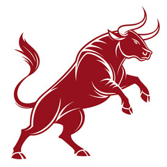 Obraz premium An elegant bull silhouette icon set against a clean white backdrop