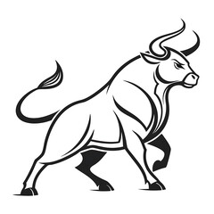 Fototapeta premium An elegant bull silhouette icon set against a clean white backdrop