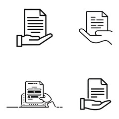  Minimalist Vector Illustration of a Hand Holding a Document Symbolizing File Management or Reading