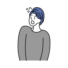 焦っている若い男性　青　灰色