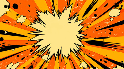 Comic-style explosion with orange and yellow burst