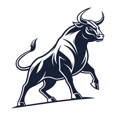 Obraz premium An elegant bull silhouette icon set against a clean white backdrop