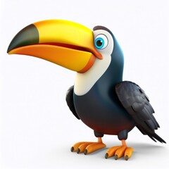 Vibrant Cartoon Toucan Perching With