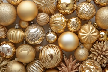 Gold Christmas Ornaments Background