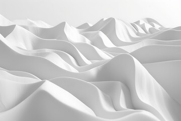 Soft White Waves of Fabric Textures in Elegant Calm Landscape