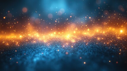 Abstract background with blue and orange glowing particles. (1)