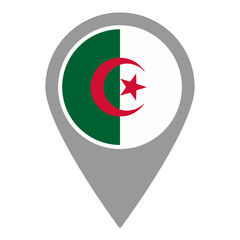 Algeria flag location pin, flag application, Flag on Location Pin, graphic design, map pointer, vector illustration.
