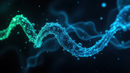 Fluorescent visualization of semaglutide molecule, showcasing its dynamic molecular structure.