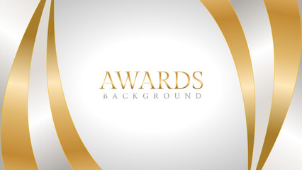 Awards background with gold and silver ribbons, perfect for ceremonies, certificates, presentations, and promotions. Modern and luxurious design exuding prestige and professionalism