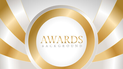 Awards background with gold and silver ribbons, perfect for ceremonies, certificates, presentations, and promotions. Modern and luxurious design exuding prestige and professionalism