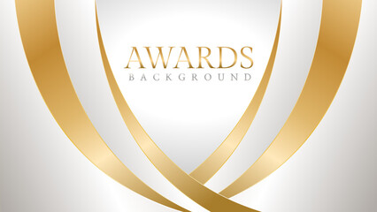 Awards background with gold and silver ribbons, perfect for ceremonies, certificates, presentations, and promotions. Modern and luxurious design exuding prestige and professionalism