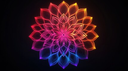 Obraz premium A vibrant, abstract mandala design featuring intricate patterns in bright hues, perfect for spiritual and artistic themes.