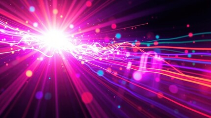 Naklejka premium Abstract cosmic background with vibrant colors and bright light bursts