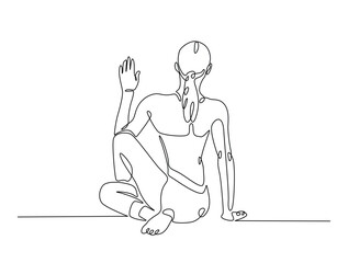 Continuous one line drawing of female character in yoga pose. woman doing yoga exercise in single line draw vector illustration. Editable line vector.
