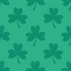 Fototapeta premium Green Saint Patrick's Day seamless pattern. Cute print with clover leaves.