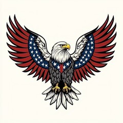 American Bald Eagle with American Flag Stars in its Wings