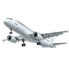 Obraz premium Modern White Airplane in Flight Against a png isolated on transparent background