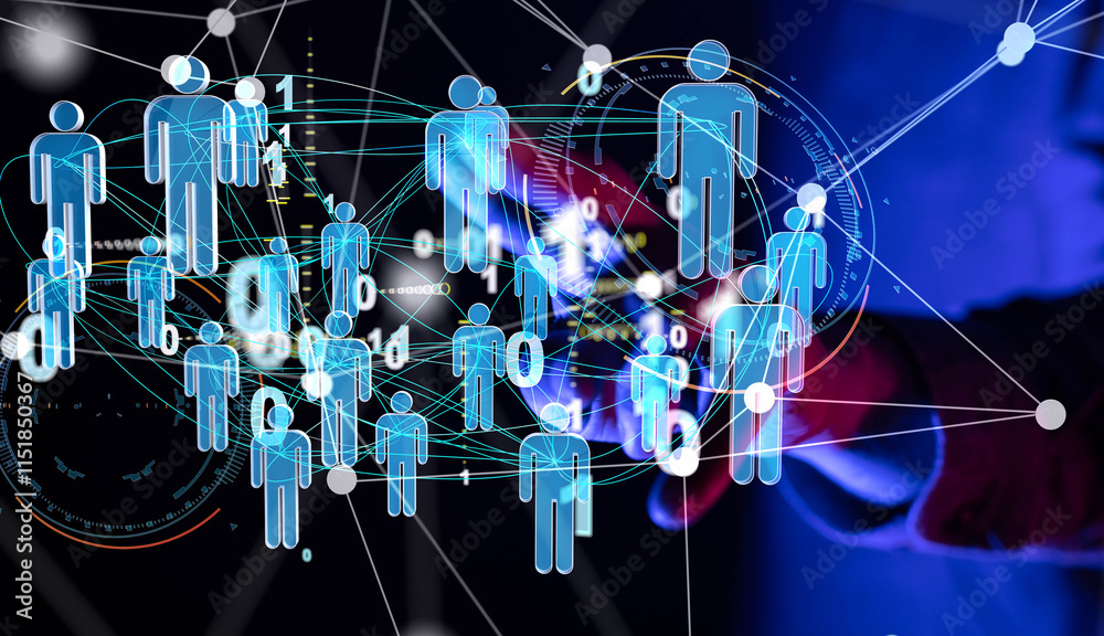 Poster abstract technology group and data 3d