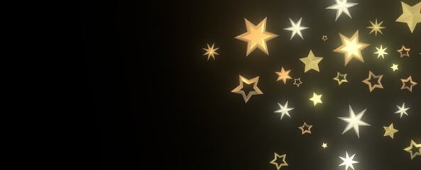 Stardust Christmas Shower: Mesmerizing 3D Illustration Depicting Descending Holiday Star Particles