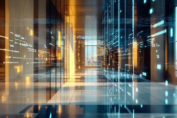 Digital chart visualizing data trends in a modern office environment. Generative AI