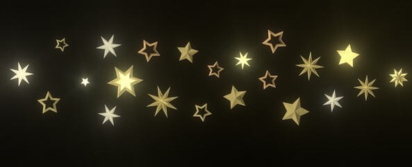 Holiday golden decoration, glitter frame isolated -