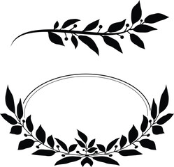Tree branch and leaf frame on white