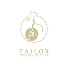 Tailor logo icon illustration template combination of buttons for clothes, thread and sewing machine, for clothing product design
