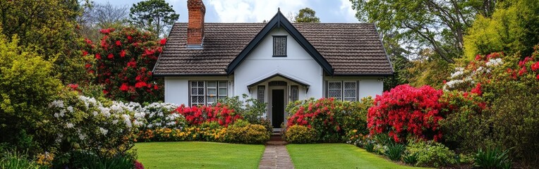 Charming White Countryside Home with Lush Green Garden