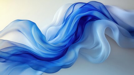 Abstract blue and white fabric flowing smoothly.