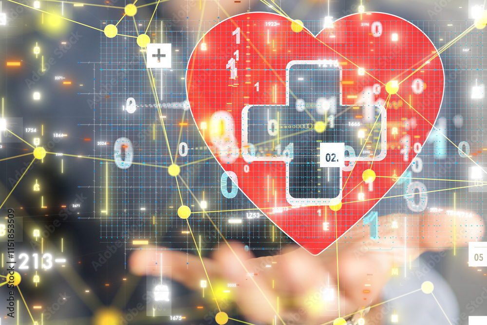 Poster digital medical futuristic interface 3d rendering