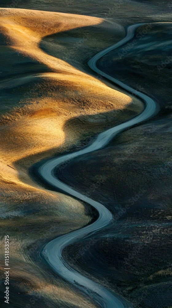 Wall mural Winding Road Through Rolling Hills Landscape