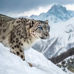 Fototapeta premium snow leopard in the snow