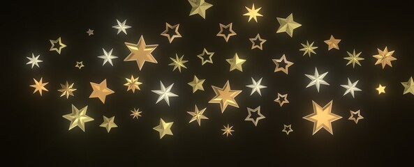 Stardust Christmas Shower: Mesmerizing 3D Illustration Depicting Descending Holiday Star Particles