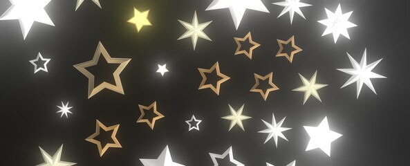 Stardust Christmas Shower: Mesmerizing 3D Illustration Depicting Descending Holiday Star Particles