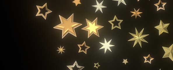 Gilded Wonder: Explore the Magic of a 3D Gold Stars Rain