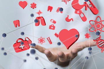  Ui icon medical in hospital with medical technology network concept