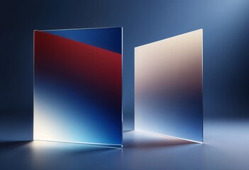 Dynamic Geometric Panels with Red and Blue Gradient