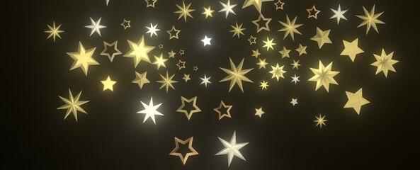 Starlit Christmas Shower: Mesmeric 3D Illustration Depicting Descending Holiday Star Particles