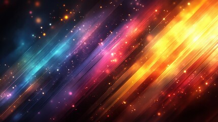 Obraz premium Abstract background with vibrant diagonal streaks of light and glowing particles.