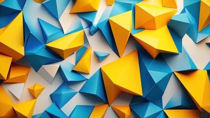 Obraz premium Abstract Geometric Blue and Yellow 3D Shapes