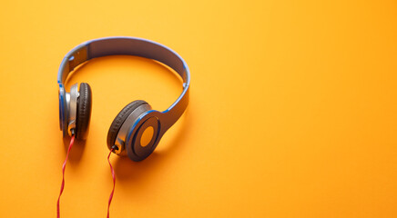 Blue headphones. Minimal concept. Technology