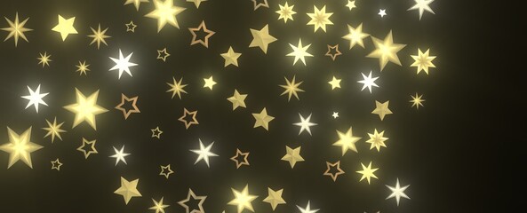 Falling Christmas Star Show: Mesmeric 3D Illustration Depicting Falling Holiday Stargazing Spectacle