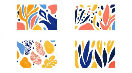 Obraz premium Abstract Floral Pattern Designs: Vibrant Color Palette