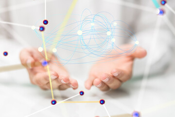 Global network. Blockchain. 3D illustration. Neural networks and artificial intelligence. Abstract